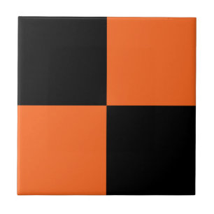 Orange and Black Buffalo Check Plaid Tile