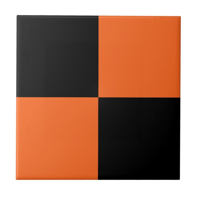 Orange and Black Buffalo Check Plaid Tile (Front)