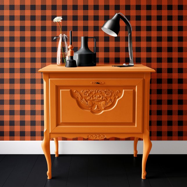 Orange and Black Buffalo Plaid Halloween Wallpaper (Creator Uploaded)