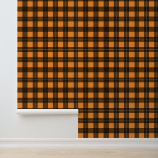 Orange and Black Buffalo Plaid Halloween Wallpaper