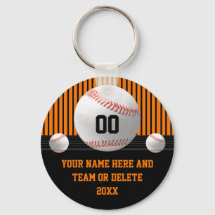 Orange and Black, Cheap Baseball Team Gifts Key Ring