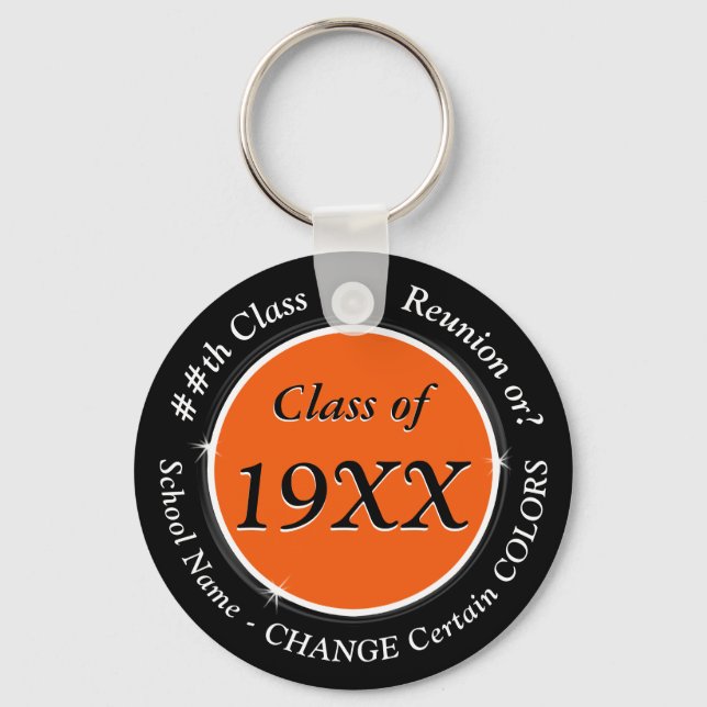Orange and Black Cheap Class Reunion Keychains (Front)