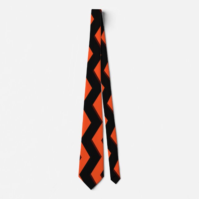 Orange and Black Chevron Tie (Front)