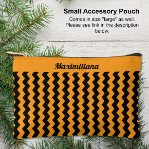 Orange and Black Chevrons - SMALL Accessory Pouch
