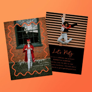 Orange and Black Class of 2025 Grad Party Invitation