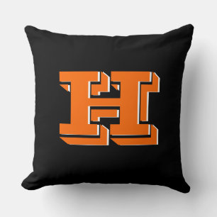 Orange and Black College Block Font Initial Cushion