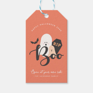 Orange and Black Cute Halloween Ghosts Gift Tags