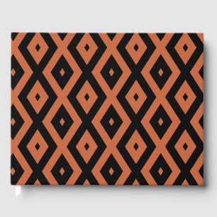 Orange and black diamond pattern guest book