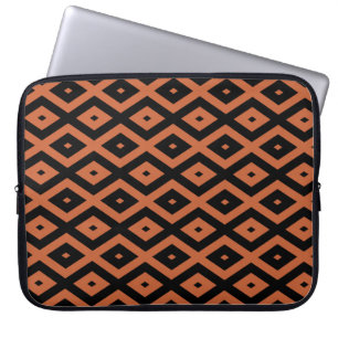 Orange and black diamond pattern laptop sleeve