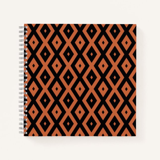 Orange and black diamond pattern notebook (Front)