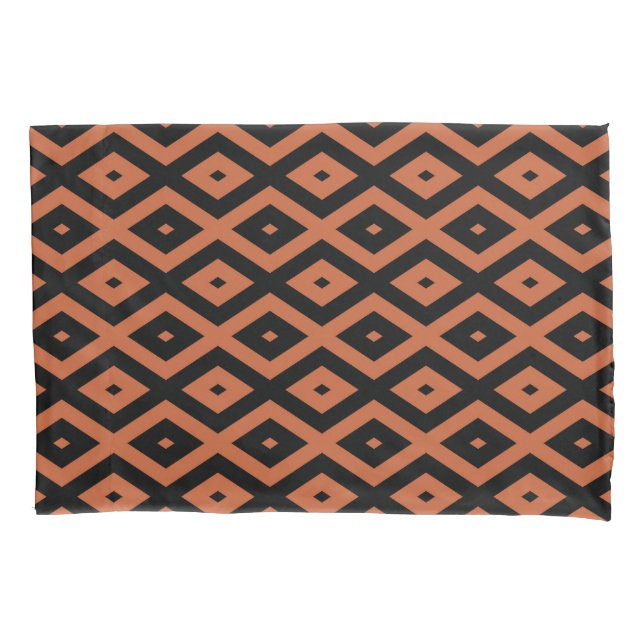 Orange and black diamond pattern pillowcase (Front)