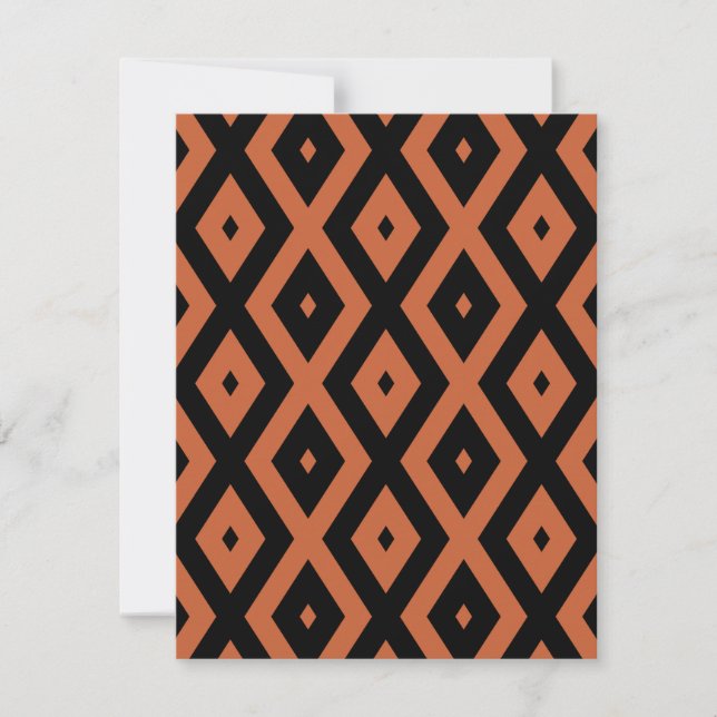 Orange and black diamond pattern RSVP card (Front)