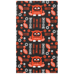 Orange And Black Folk Art Nordic Owl Tablecloth