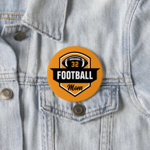 Orange and Black Football Mom Custom Jersey Number 7.5 Cm Round Badge