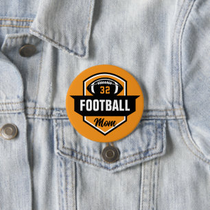 Orange and Black Football Mum Custom Jersey Number 7.5 Cm Round Badge