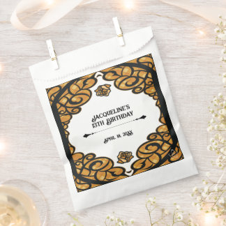 Orange and Black Gated Rose Princess Birthday  Favour Bags