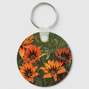 Orange and Black Gazanias Key Ring