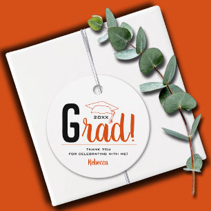 Orange and Black Graduation Cap Favour Tags