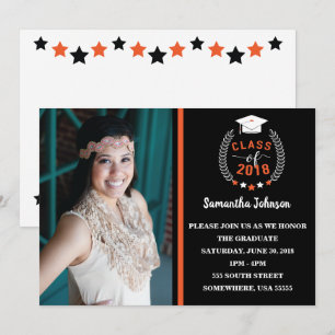 Orange and Black Graduation Party Invite