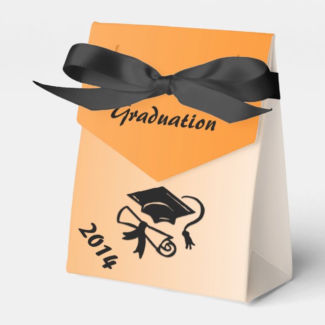 Orange and Black Graduation Personalised Favour Bo Box (Front Side)