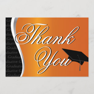 Orange and Black Graduation Thank You