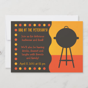 Orange and Black Grill BBQ Invitation