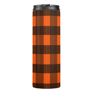 Orange and Black Guingham Thermal Tumbler