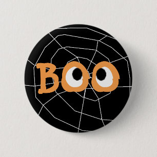 Orange and Black Halloween Boo Eyeballs Button