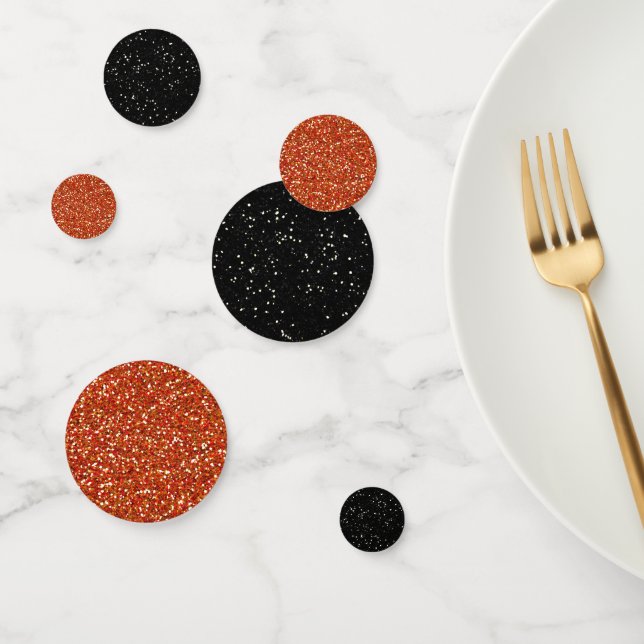 Orange and Black Halloween Faux Glitter Confetti (Group)