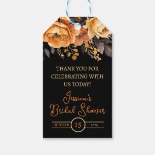 Orange and Black, Halloween, Floral Bridal Shower Gift Tags