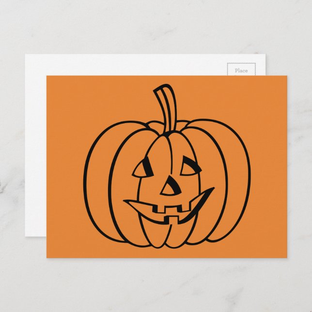 Orange and Black Halloween Jack-O-Lantern Pumpkin Postcard (Front/Back)