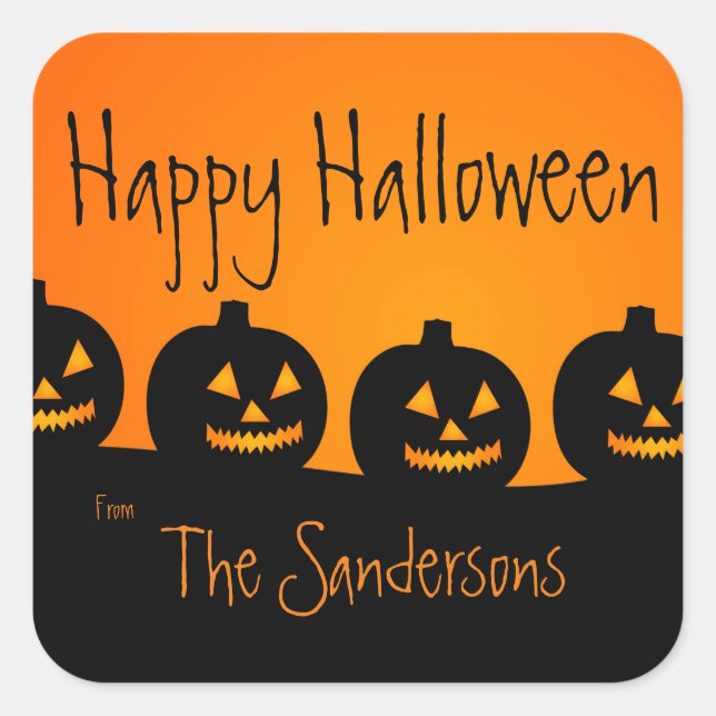 Orange and Black, Halloween Pumpkins Stickers (Front)