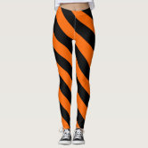 Witch Stripes In Orange & Black Faux Skirt Leggings