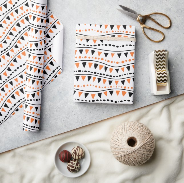 Orange and Black Halloween Wrapping Paper (Crafts)