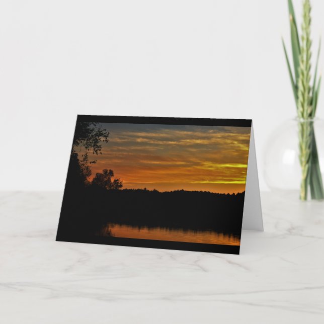 Orange and Black Harvest Lake Sunset Card (Front)