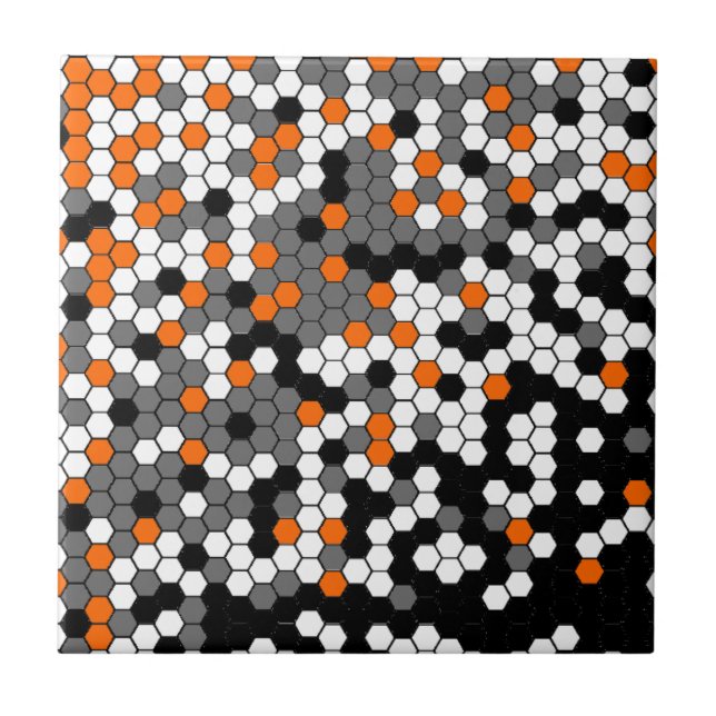 Orange and black honeycomb design tile (Front)