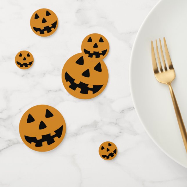 orange and black jack o' lantern face confetti (Group)
