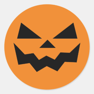 Orange and Black Jack-o-lantern pumpkin face Classic Round Sticker