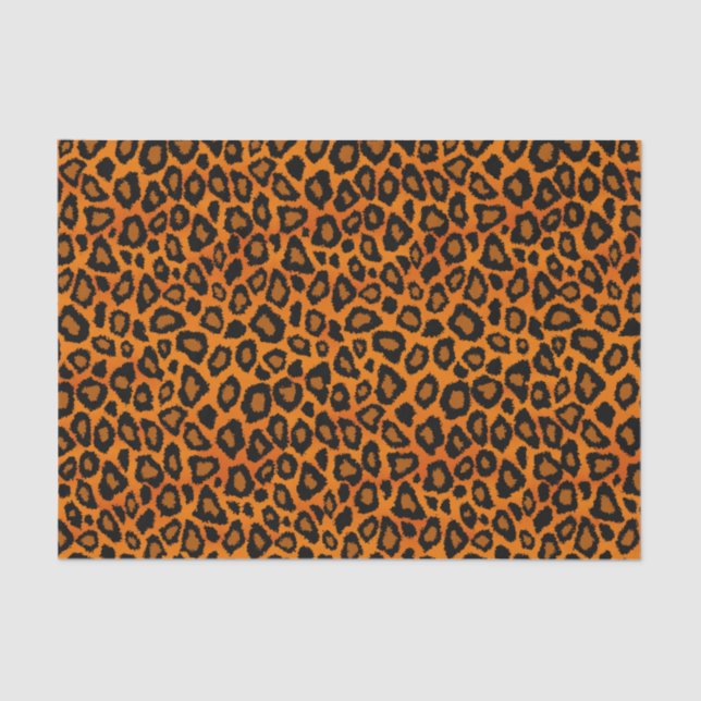 Orange and Black Leopard Animal Print Tissue Paper (Front)