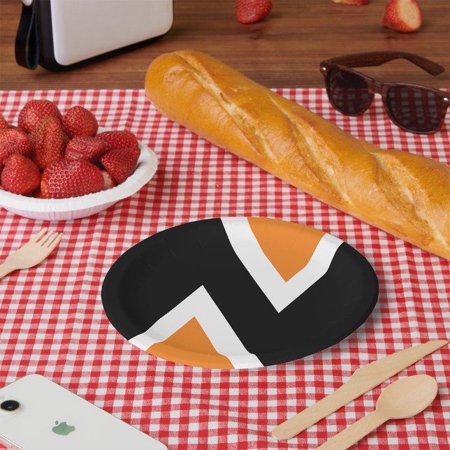 Orange And Black Letter N Paper Plates (Creator Uploaded)