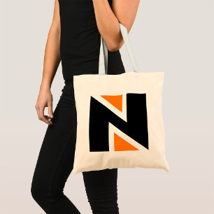 Orange And Black Letter N Tote Bag
