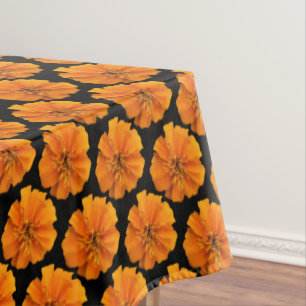 Orange and Black Marigold Pattern Tablecloth