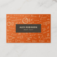 Orange and Black Math Tutor business card