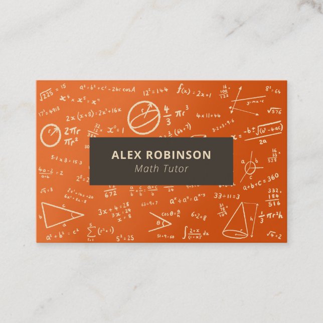 Orange and Black Math Tutor business card (Front)