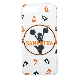 Orange and Black Megaphones Cheer Personalised iPhone 8/7 Case