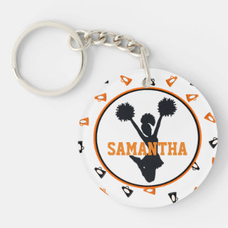 Orange and Black Megaphones Cheerleader Photo Key Ring