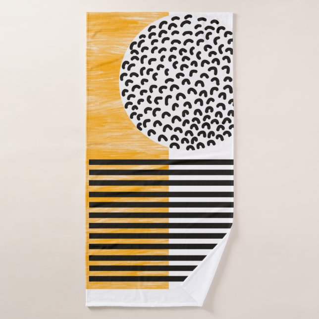 Orange and Black Mid Century Modern Art  Bath Towel Set (Bath Towel)