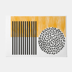 Orange and Black Mid Century Modern Art  Doormat