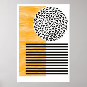 Orange and Black Mid Century Modern Art  Poster