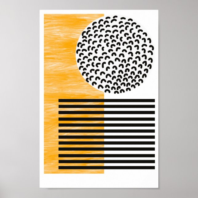 Orange and Black Mid Century Modern Art  Poster (Front)